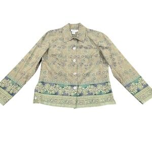 Coldwater Creek Tapestry Paisley Floral Button Front Blazer Jacket Women's Small